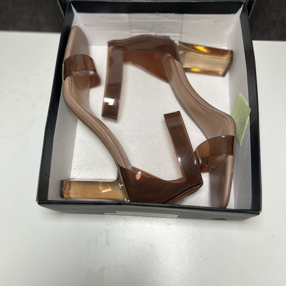 INC International Concepts Brown Clear Block Heel Sandals